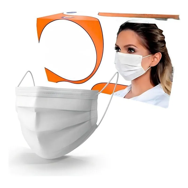 Máscara Tripla c/ Elástico Branca 50un